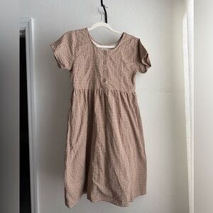 Little cottonwood fawn check meadow XS dress
